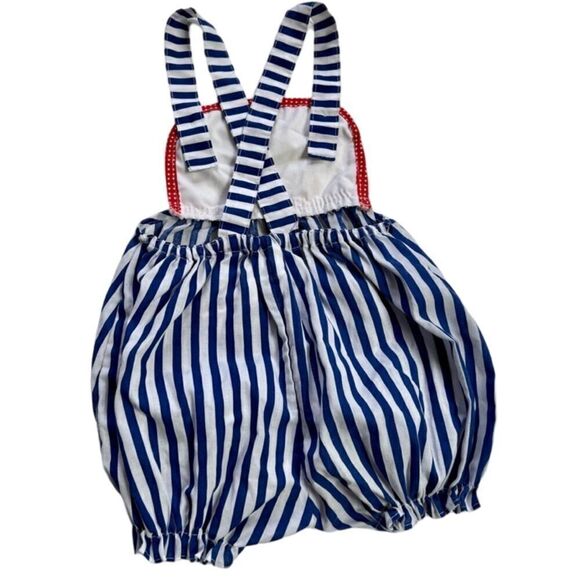 Preppy Vintage 1980s Nautical Overall Bubble Romper - Picture 2 of 9